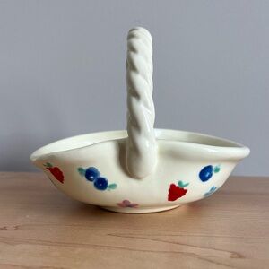 Hand painted Cream Ceramic Basket with Fruit Design